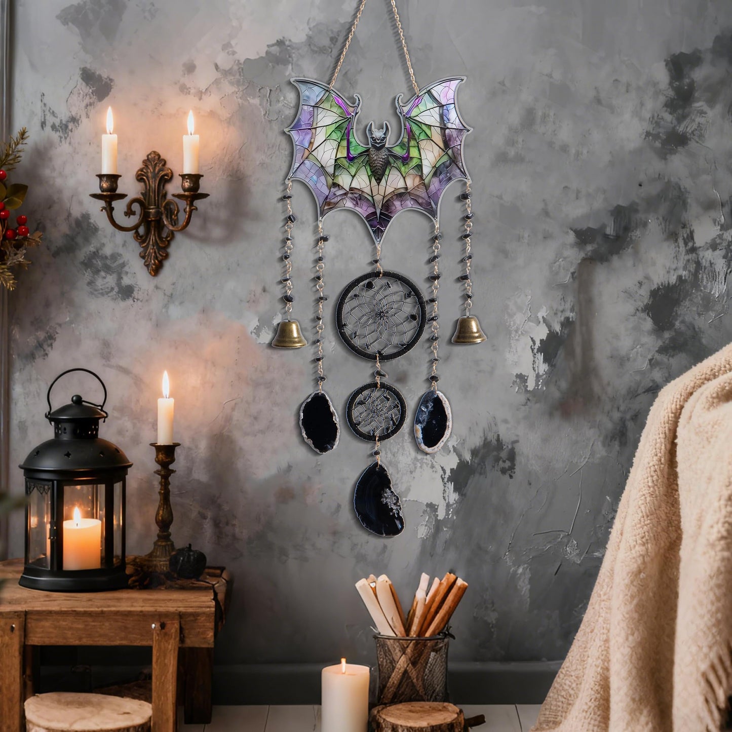 Bat Gothic Decor Acrylic Crystal Bat Sun Catcher for Windows Hanging Decoration Spider Sun Catcher Decoration Room Wall Art Decor