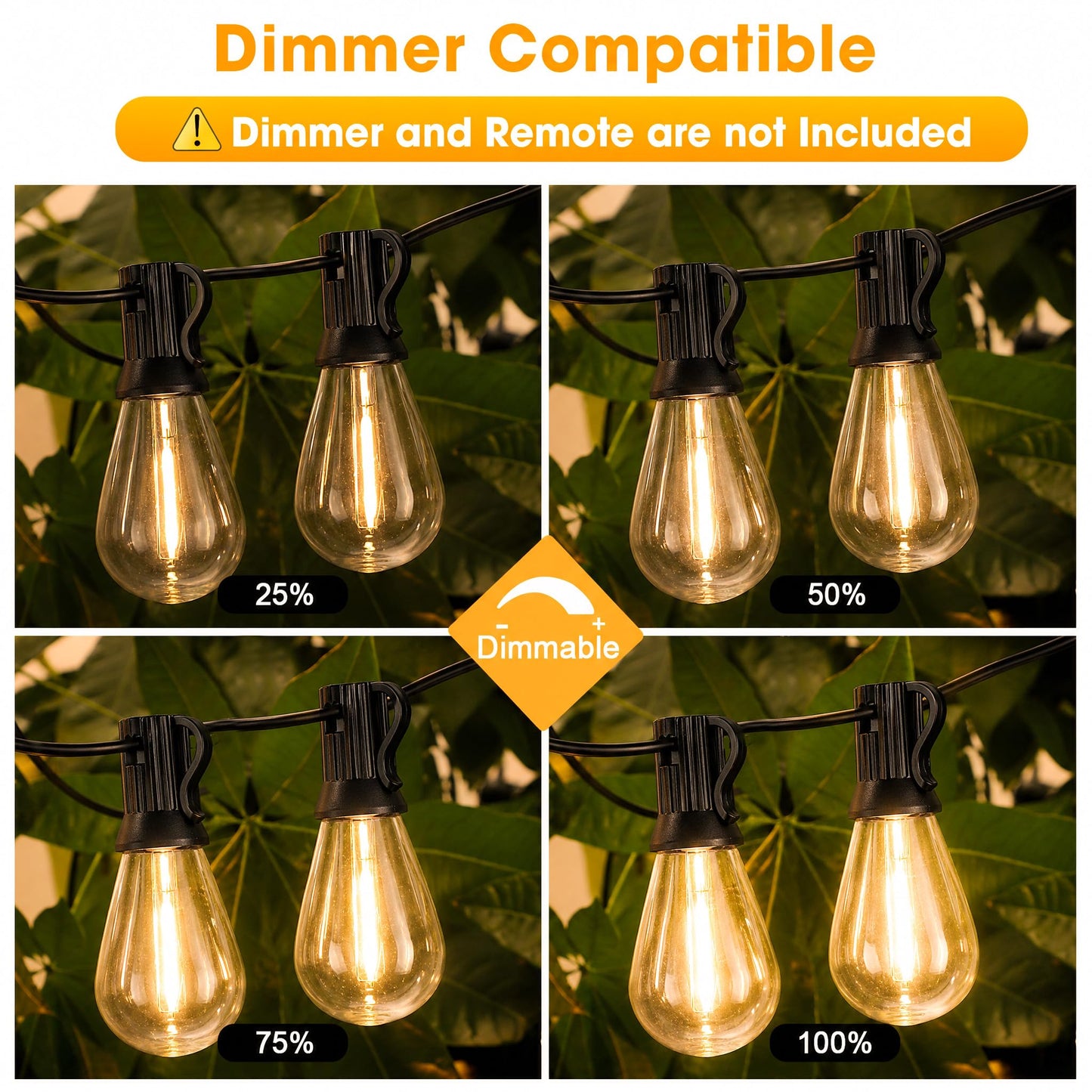 GvvooHome 50FT LED Outdoor String Lights with 16 Shatterproof Waterproof Replaceable Bulbs(1 Spare), 2700K Commercial Grade Patio Lights, Outside Hanging Light for Yard Garden Porch Deck Decor