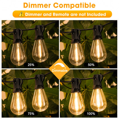 GvvooHome 50FT LED Outdoor String Lights with 16 Shatterproof Waterproof Replaceable Bulbs(1 Spare), 2700K Commercial Grade Patio Lights, Outside Hanging Light for Yard Garden Porch Deck Decor