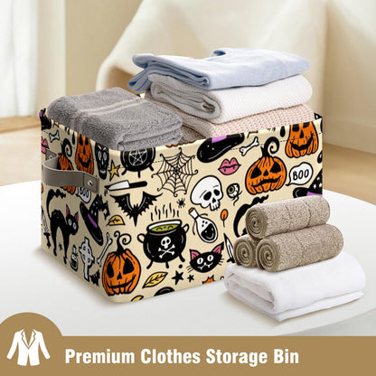 Andemie Halloween Basket with Handles Spooky Boo Basket Stuffers for Women Girls Boyfriend Mens Large Collapsible Storage Container for Shelves Home Office Toys