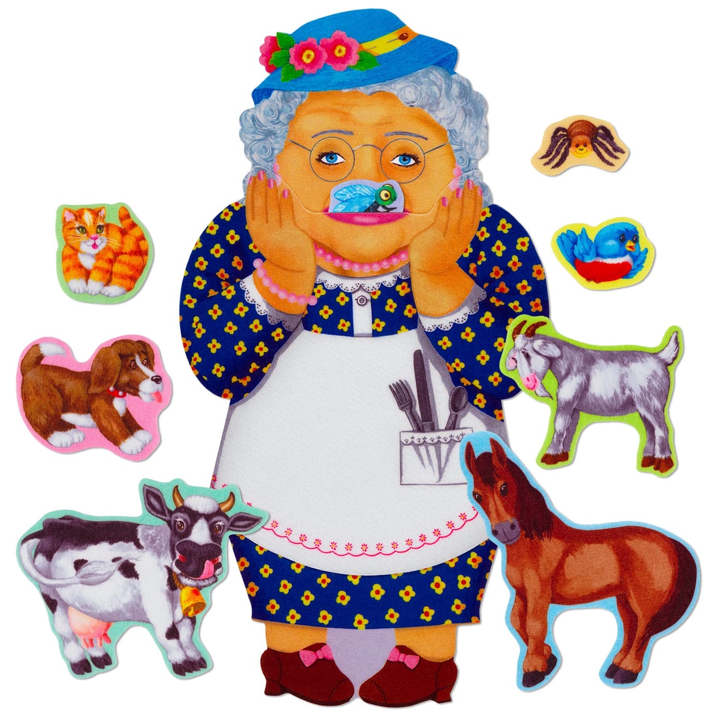 Little Folk Visuals Old Lady Who Swallowed a Fly Precut Felt Pieces, 9 Pieces Set