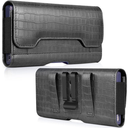 ACCKUO Leather Phone Holster with Strong Metal Belt Clip and Card Holder Compatible with iPhone 17 Air, 16/15/14/13 Pro Max, Galaxy S26/S25/S24/S23/S22 Plus and FE for Everyday Protection, L-Grey