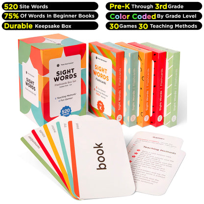 Award-Winning Sight Words Flash Cards – 520 High Frequency Words for Kids Ages 3–9 – Dolch & Fry List – Learn to Read for Preschool, Kindergarten, 1st, 2nd & 3rd Grade – Homeschool & Classroom Set