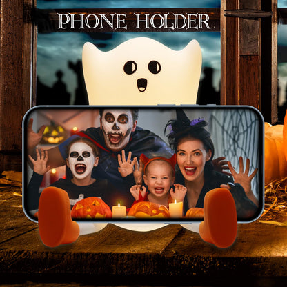 Gefaxi Ghost Night Light Silicone Cute Halloween Ghost Decor Night Light for Breastfeeding Squishy Ghost Nightlight Cordless Rechargeable Dimmable Touch Fun Bedside Light Lamp for Halloween Gifts