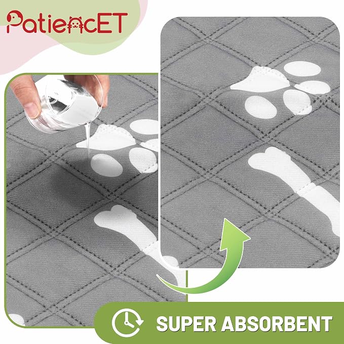 PatiencET Washable Pee Pads for Dogs, 36" x 48" 2 Pack, Extra Large Reusable Puppy Pads with Super Absorbent Core & Non-Slip Waterproof Bottom for Playpens, Sofas & Beds