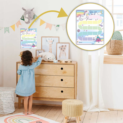 10 Unicorn Reward Chart with 216 Round Stickers, Incentive Behavior Chart for Kids at Home Classroom, Kids Routine Daily Chore Sticker Chart-A01