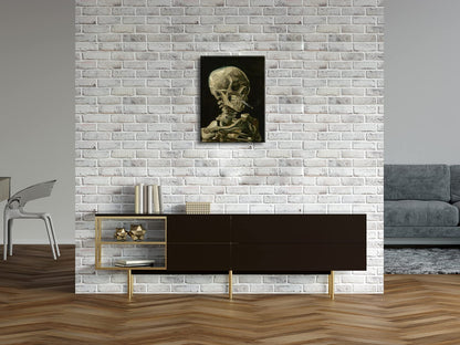 Wieco Art Skull of a Skeleton with Burning Cigarette, 1886 by Vincent Van Gogh Canvas Wall Art for Home Decor and Wall Decor Post-impressionism Canvas Prints Pictures Artwork