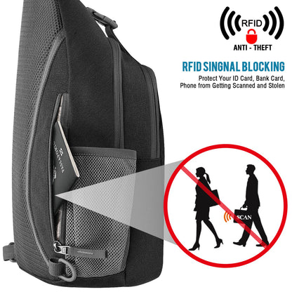 G4Free Sling Bag Rucksack, Diebstahlschutz, Brusttasche, Umhängetasche, Crossbody, Fitnessstudio, Tagesrucksack mit Kopfhörerloch für Outdoor, Radfahren, Reisen, Wandern, Herren und Damen