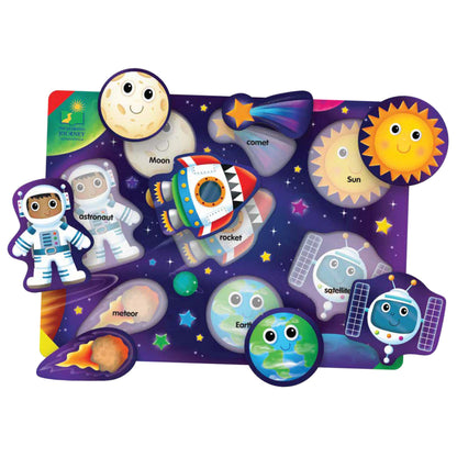 The Learning Journey Space Puzzle Lift & Learn - 26 Pieces - Cardboard, Outer Space Theme for Toddlers 2-5 Years