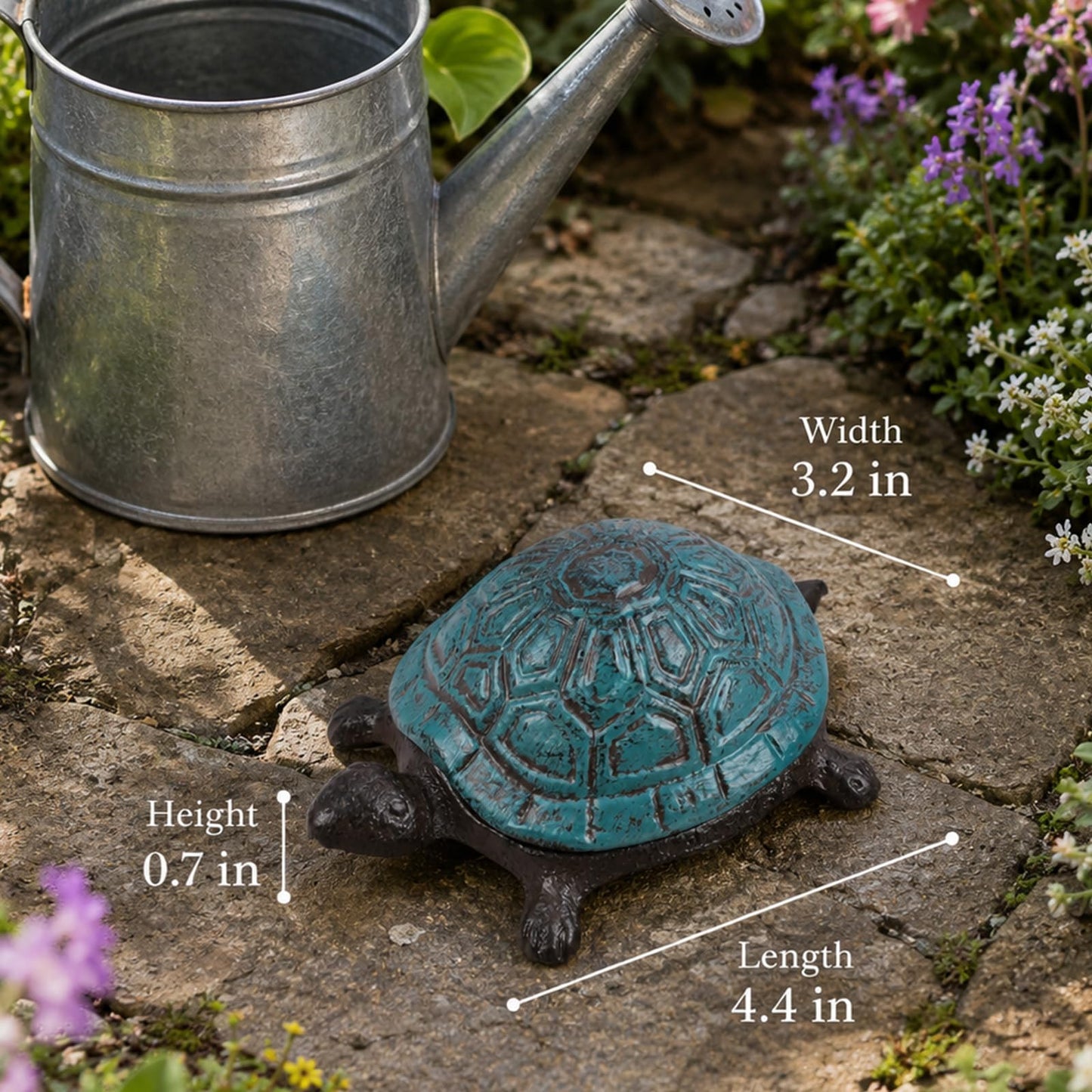Cast Iron Turtle Key Hider Waterproof Hidden Key Holder for Outdoor, Decorative Garden Hide a Key for Yard, Patio, Lawn, Indoor & Outdoor Areas (Blue)