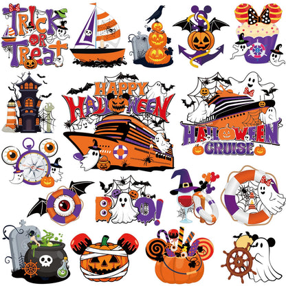 RiVolTa Halloween Cruise Door Magnetic - 16 Pcs Mouse Pumpkin Ship Cabin Decorations Magnets Stickers Funny Ghost Boo Anchor Stateroom Decals Accessories for Carnival Holiday Party Sign Garage Decor