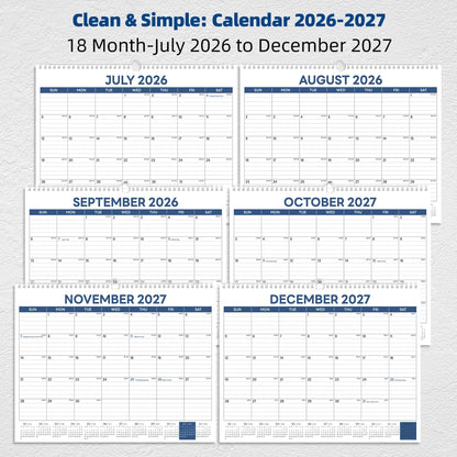 ZTX Calendar 2026-2027,18 Months Calendar from July 2026 to December 2027, 14.7"x11" Big Wall Calendar 2026-2027 Monthly Planner Thick Paper for Teacher Home Office