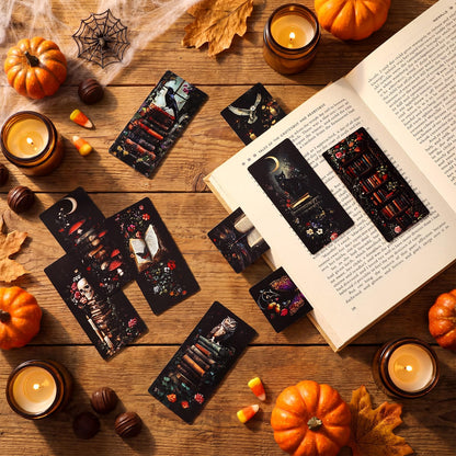 Gersoniel 200pcs Summer Halloween Dark Academia Bookmarks Bulk, 10 Designs Gothic Paper Bookmarks, Dark Romance Bookish Gifts for Book Club Party Favors Reading Accessories for Teens Adults