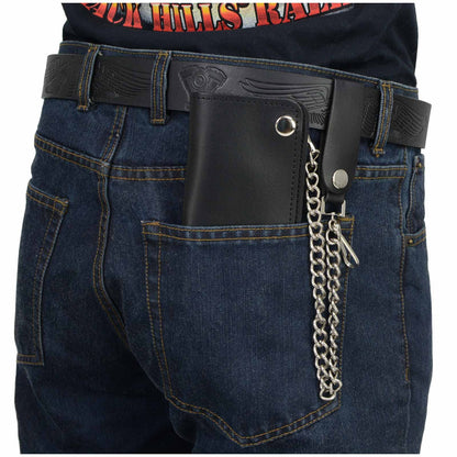 Milwaukee Leather Men's Genuine Leather Bi-Fold Biker Wallets w/Anti-Theft Stainless Steel Chain - 6 Inch