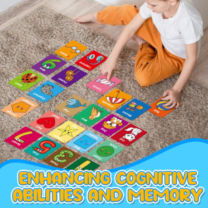 HugHush Toddler Flash Cards Baby Cognitive Flashcards for Kids, Alphabet, Animals, Numbers, Shapes Colors, First Words, Body Parts, Foods, Educational Toys Preschool Kindergarten Learning Activities