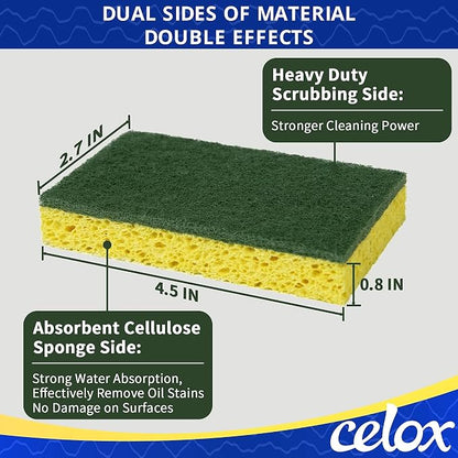 CELOX Non-Scratch Scrub Sponge for Washing Dishes, Yellow, 24Pack