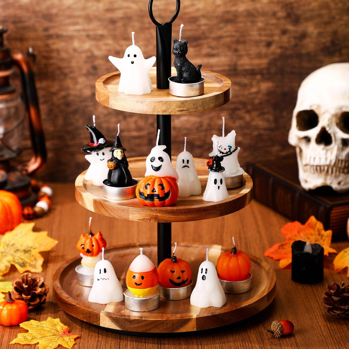 Conelist 14 Pcs Halloween Ghost Candles, Autumn Room Tabletop Decor Cute Wax Mini Spooky, Witch, Pumpkin Candles for Halloween Fall Themed Party Favor Supplies