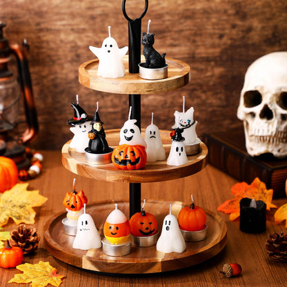 Conelist 14 Pcs Halloween Ghost Candles, Autumn Room Tabletop Decor Cute Wax Mini Spooky, Witch, Pumpkin Candles for Halloween Fall Themed Party Favor Supplies