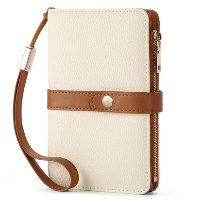 Small Wallet Women RFID Blocking Vegan Leather Slim Thin Bifold Credit Card Wallet Passport Holder Ladies Travel Wallet Mini Purse with Zipper Pocket