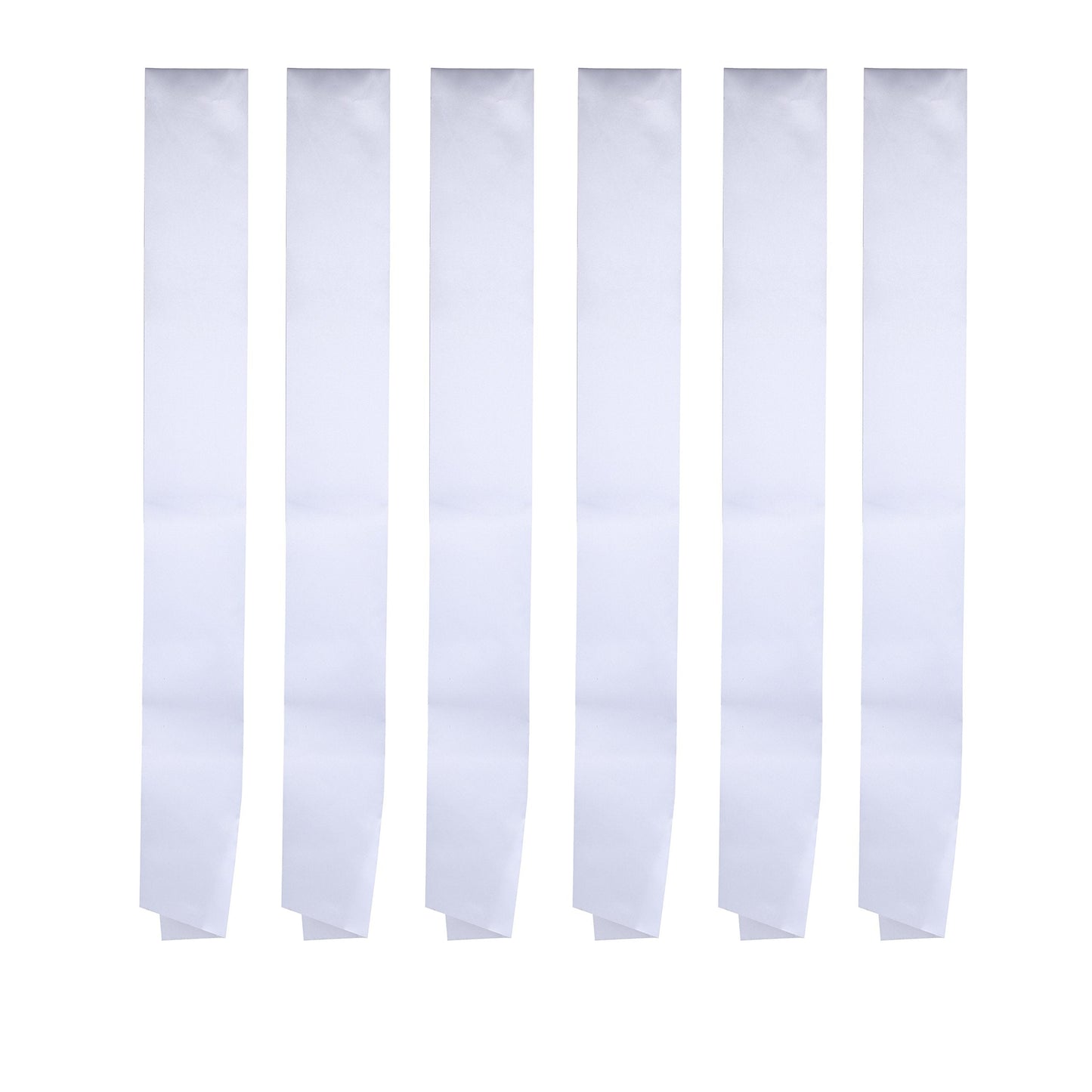 Pack of 6 Blank Satin Pageant Sashes for Princess, Beauty Queen, Homecoming, Winner, Mayor and DIY Decoration, White