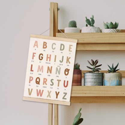 Alphabet Numbers Poster Hanger Frame Set of 2, Nursery Wall Decor, Boho ABC Poster Wall Art with Wooden Frames, Alphabet Banner Wall Hanging Decor for Boy Toddler Room Playroom, 12x16 Inch