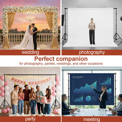 Qoolfoto Backdrop Stand 10x7ft(WxH), Photo Studio Adjustable Background Stand Support System Kit with 8 Crossbars, 8 Clamps and Carrying Bag for Parties, Wedding, Photography, Decoration