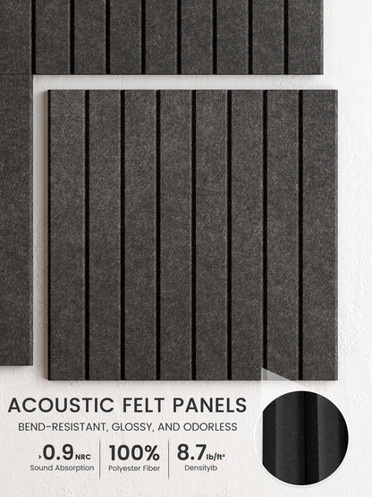 Bumusty Large Cork Board Alternative-48 x 36" Felt Bulletin Board Tiles, with 30 Pushpins, 70 Adhesive Tabs, Fine-Stripe 12-Pack, Cork Boards for Office Push Pin Board Felt Board-Charcoal Gray