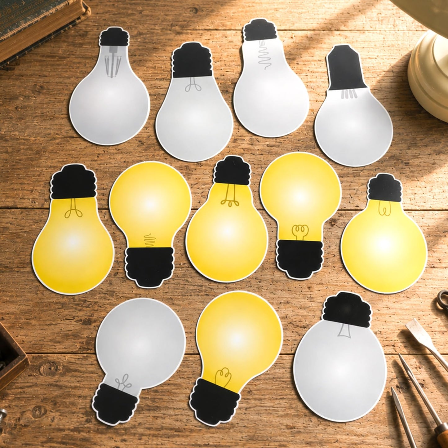 60PCS VBS 2026 Light Bulb Theme Cutouts Religious Light Bulb Bulletin Board Decorations VBS Lightbulb Paper Cut-Outs Classroom Decor for DIY Craft Photo Kindergarten Preschool Wall Door Supplies