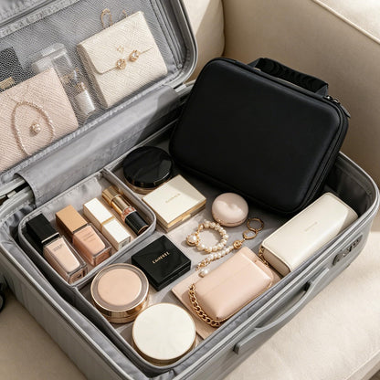 SORNDIF Large Travel Watch Case 5Slot Portable Jewelry Box Versatile Watches Sunglasses Organizer Rings Eyeglasses Zippered Carrying Bag Men