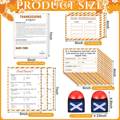 Syhood Thanksgiving Friendly Feud Game with 2 Answer Buzzer, Friendsgiving Family Card, Family Trivia Quiz Game Night for Party Office Adults Large Groups Teams