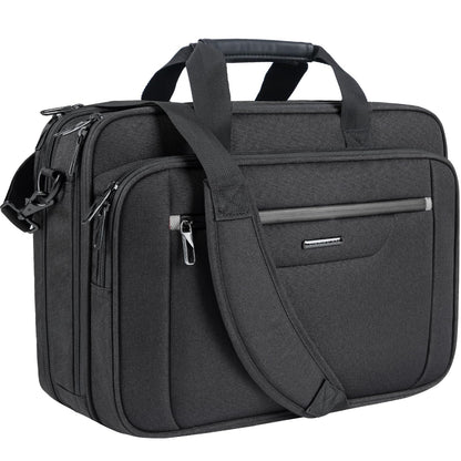 VANKEAN Laptop Briefcase Premium Laptop Case Fits Up to 17.3 Inch Business Shoulder Bag Laptop Expandable Water-Repellent Messenger Bag for Men/Women Computer Bag for Travel/Business/Black-Grey