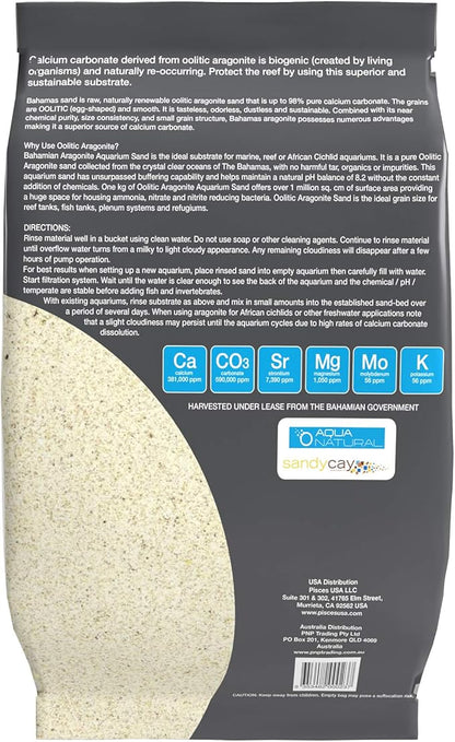 Aqua Natural Oolitic Aragonite 20lb Aquarium Sand for Reef, Saltwater and Marine Tanks and Aquariums