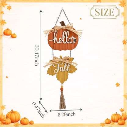 Valery Madelyn Fall Decorations for Home, Fall Wall Decor with Pumpkin and Maple Leaf, Rustic Farmhouse Fall Wreaths, Wooden Pumpkin Decor for Thanksgiving Autumn, 21 inch