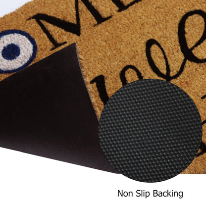 IRONGATE Welcome Door Mat - Dirt Trapping Home Sweet Home Evil Eye Coco Coir Mat - Low Profile Front Doormat - Indoor Outdoor Durable Non Slip Rug - Easy Clean High Traffic Entrance Doormat - 17x30