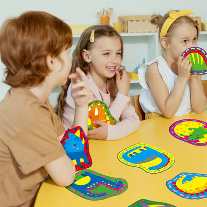 SpriteGru 9 Pieces Kids Lacing Cards, Double Sided Sewing Cards in 9 Dinosaurs with 9 Colorful Laces, Imagination Development Lacing Toys Games for Children Educational and Learning Activity