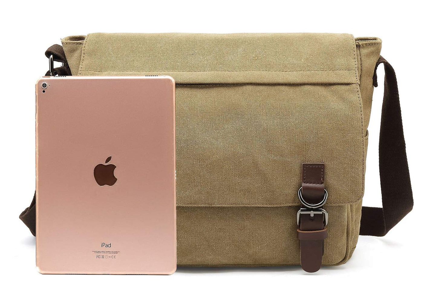 Sechunk Canvas Vintage Messenger Bag Shoulder bag Leather Cross body bag Large Travel Crossbody bags for men women 13inch Laptop
