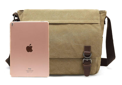 Sechunk Canvas Vintage Messenger Bag Shoulder bag Leather Cross body bag Large Travel Crossbody bags for men women 13inch Laptop