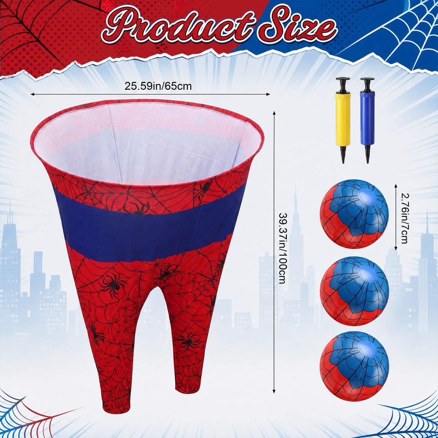 JolliLudo 9 Pcs Spider Web Granny Pants Yard Game for Adults Giant Granny Pants with Beach Balls Pumps Summer Beach Games Gifts Birthday Decor Party Favor