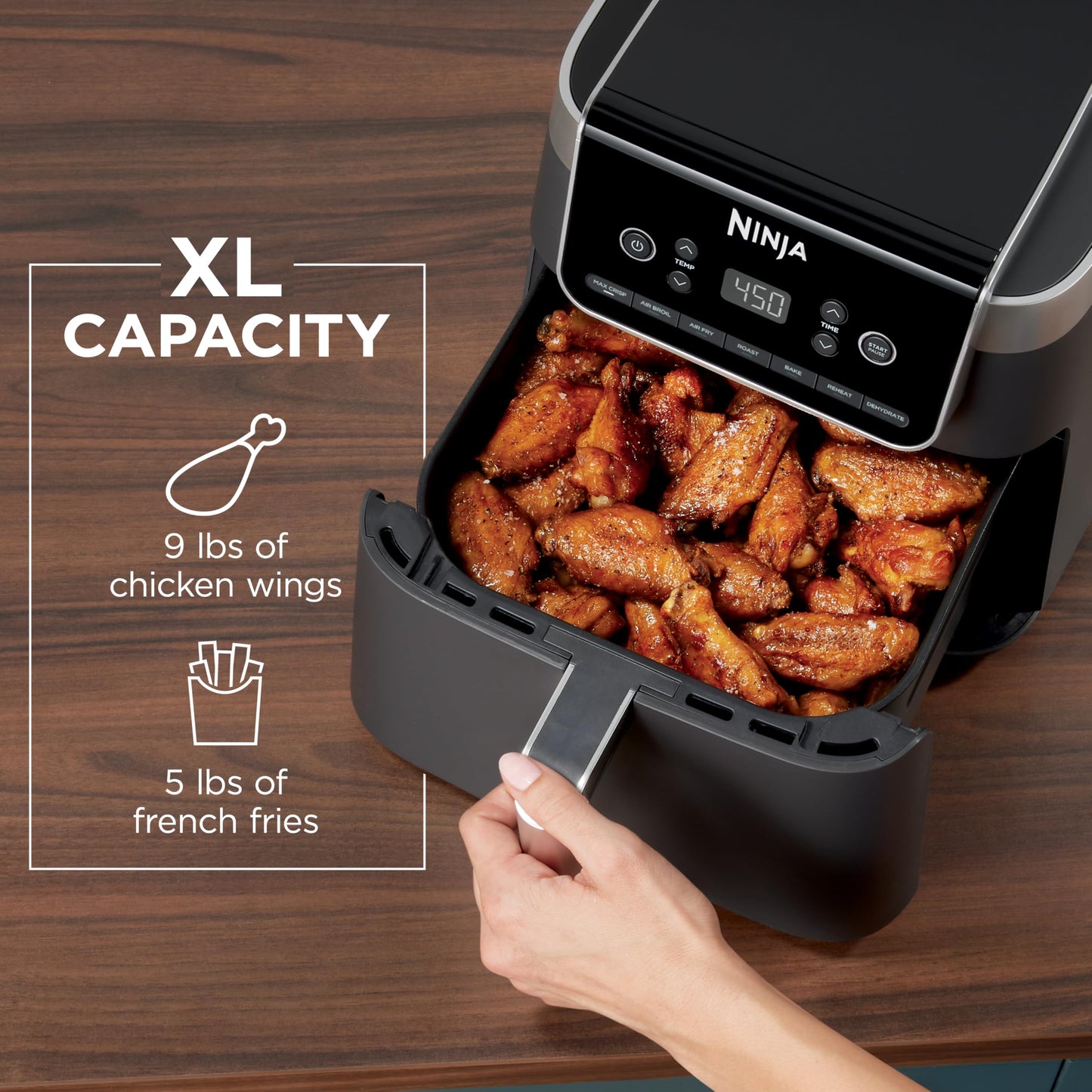 Ninja | Air Fryer | 4 QT Capacity | 4-in1 Roast, Crisp, Roast, Reheats, & Dehydrates | Dishwasher Safe Parts | Includes 20 Easy & Healthy Recipes | Compact | Grey | AF101