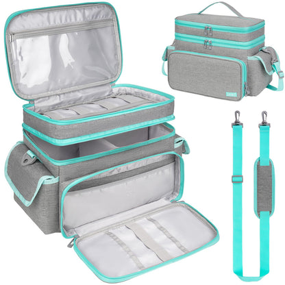 Large Sewing Supplies Organizer,Double-Layer Sewing Accessories Storage and Organizer Case Bag,Protable Travel Sewing Box Sewing Basket for Sewing Tools,Grey(Bag Only)