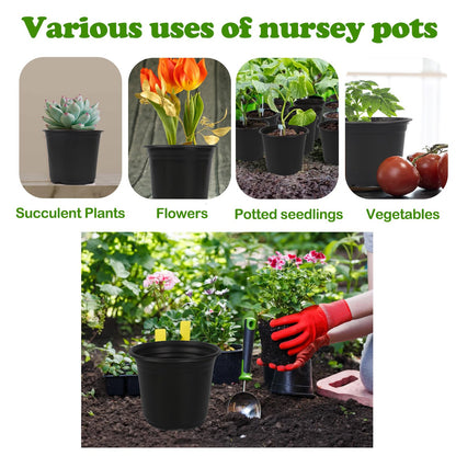 TAQIXI 100 Packs 4 5 6 Inch Nursery Pots, Plastic Nursery Pots for Plants with Drainage Holes, Seed Starting Garden Pots of Flower Plant Container for Succulents, Transplanting (100, 5 Inch)