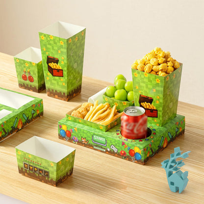 Baffect Movie Night Snack Trays 100pcs Include 20 Pixel Party Trays, 20 Popcorn Boxes, 20 Salad Bowls, 20 Nacho Bowls, 20 Movie Party Invitations, Outdoor Movie Night Supplies For Nacho Bar