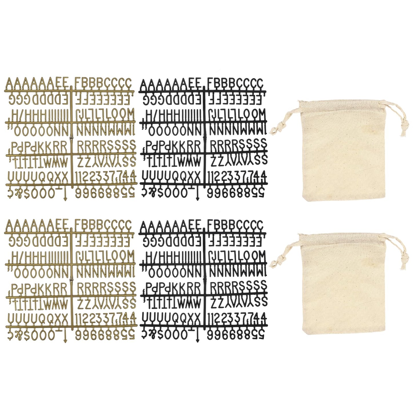 PATIKIL 588 Piece Plastic Letters Set for Felt Letter Board, Black/Bronze Alphabet Message Board Accessories Including Letter Numbers with Restraint Strap for Cafe, Wedding, Birthday