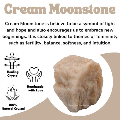 Amazing Gemstone Cream Moonstone Raw Crystals and Healing Stones, Natural Rocks for Tumbling and DIY Raw Stones and Crystals (1 lb)