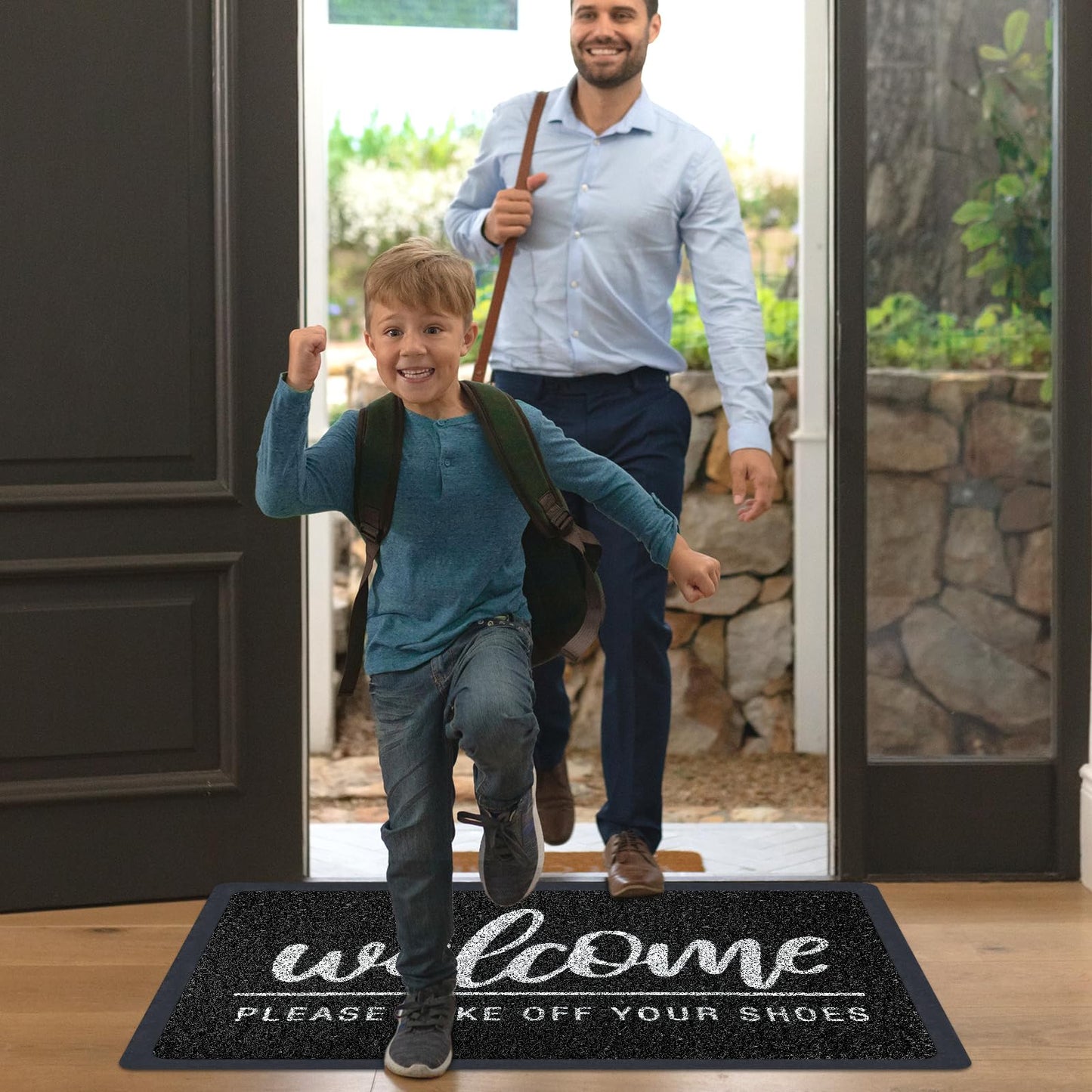 LUUFILx Welcome Door Mat Funny Front Door Mat Outside Indoor Entrance 30 x17.5 Inch Non Slip Floor Doormat Easy to Clean Christmas Black Doormat for Entry Porch High Traffic Areas Patio Yard Garage
