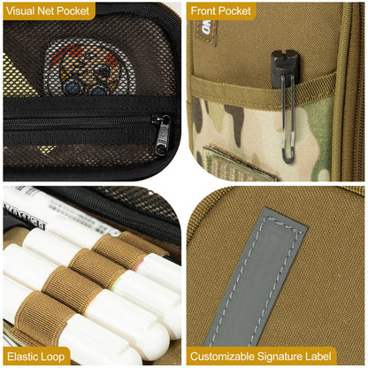 ONETIGRIS Pencil Case for Boys - Pencil Pouch for Boys School Office Supplies Stationery, Zipper Multi-Slot Large Capacity Pencil Bag Organizer with Pens Sleeve Holder for Adults Children Men Women