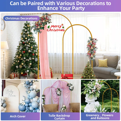 Hemmotop Glod Metal Arch Backdrop Stand Set of 2, 7.2ft and 6ft