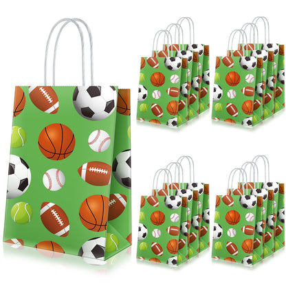 Epakh 20 Pcs Sports Party Favor Bags Football Goodie Gift Bag with Handles for Soccer Baseball Basketball Football Sports Themed Birthday Baby Shower Party Supplies Decorations