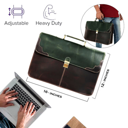 The Tannery Full Grain Genuine Leather Laptop Briefcase For Men & Women, Handcrafted Satchel For Work Crossbody Messenger Bag With Reinforced Strap Everyday Use, Best Gift For Father's Day (14 Inches)