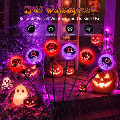 ELECLINK Halloween Decorations Outdoor Solar Lights, 6 Pack 36LEDs Scary Halloween Lights, Waterproof Swaying by Wind Spooky Solar Eyeballs Light for Yard Garden Grave Cemetery Halloween Decor